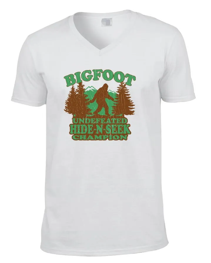 2018 мужчин Bigfoot Hide And Seek саркастическая Новинка Sarcastic Humor забавные 100% хлопок T-Shir |
