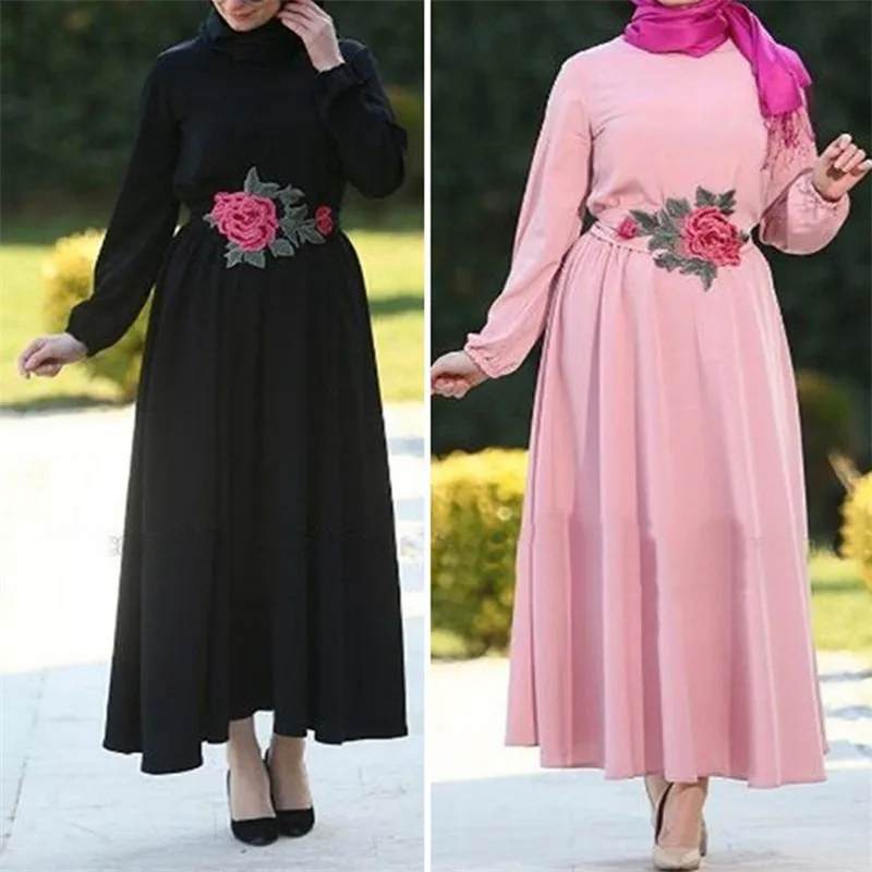 Новый стиль мусульманское Весна Лето Свободное платье с длинным рукавом