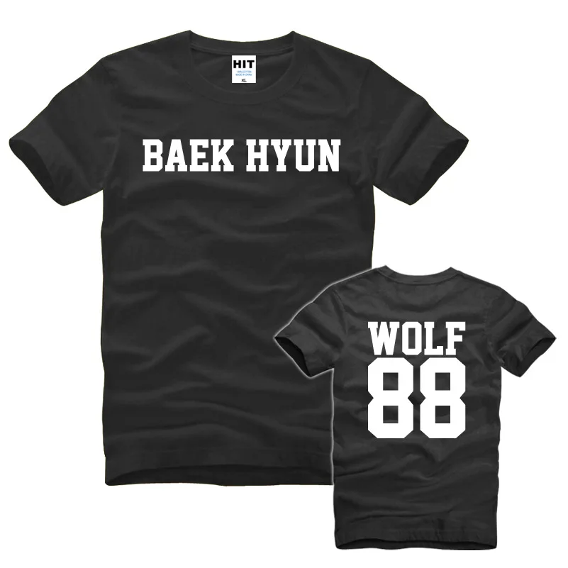 Мужская футболка EXO Wolf 88 Модная хлопковая с коротким рукавом SE HUN BAEK HYUN SUHO