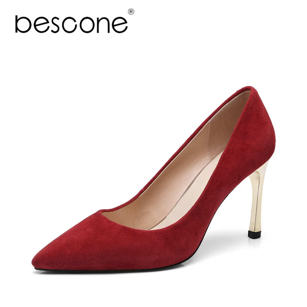 BESCONE 2019 Осенняя мода женские туфли-лодочки сексуальный острый носок черный
