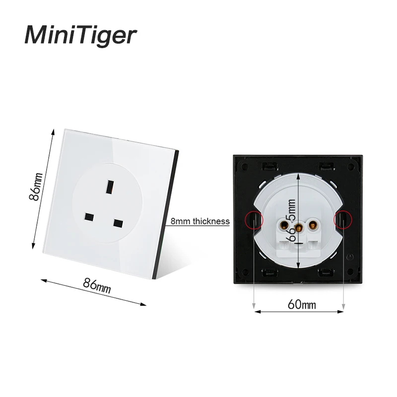 Новое поступление 2019 настенная розетка Minitiger со стеклянной панелью 13 а стандарта