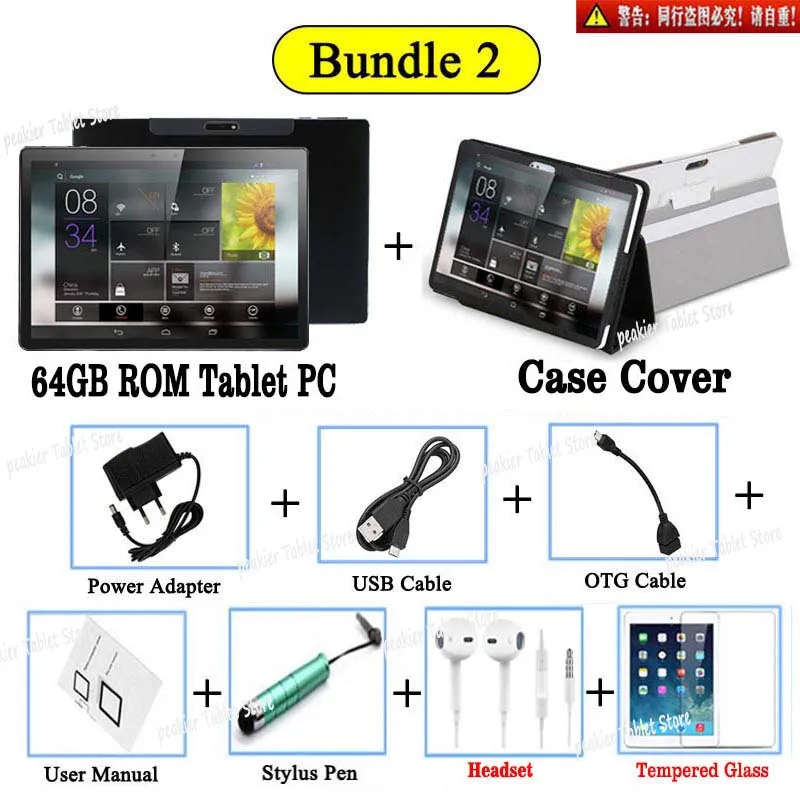 64GB TAB Add Case Высокая версия для игр/видео 2.5D Закаленное стекло 10 дюймов 4G-LTE WiFi Android 8,1 планшетный ПК Deca Core 6 Гб ram 128 ГБ rom ips Wifi - Комплект: 64GB TAB Add Case