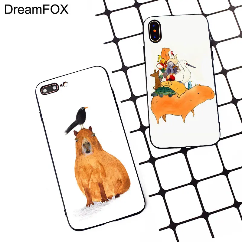 M421 Paniting Capybara Black Soft TPU Silicone Case Cover For Apple iPhone 11 Pro XR XS Max X 8 7 6 6S Plus 5 5S 5G SE |