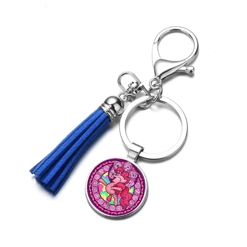 SONGDA My little Horse Ponies брелок принцесса Луна сумеречный мультфильм фигура стекло время драгоценный камень брелок для ключей с кисточкой для девочек подарок на день рождения - Цвет: Style 5