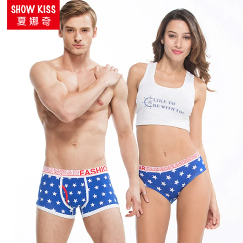 Новое нижнее белье для пары женские трусы мужские боксеры шорты с пятиконечной