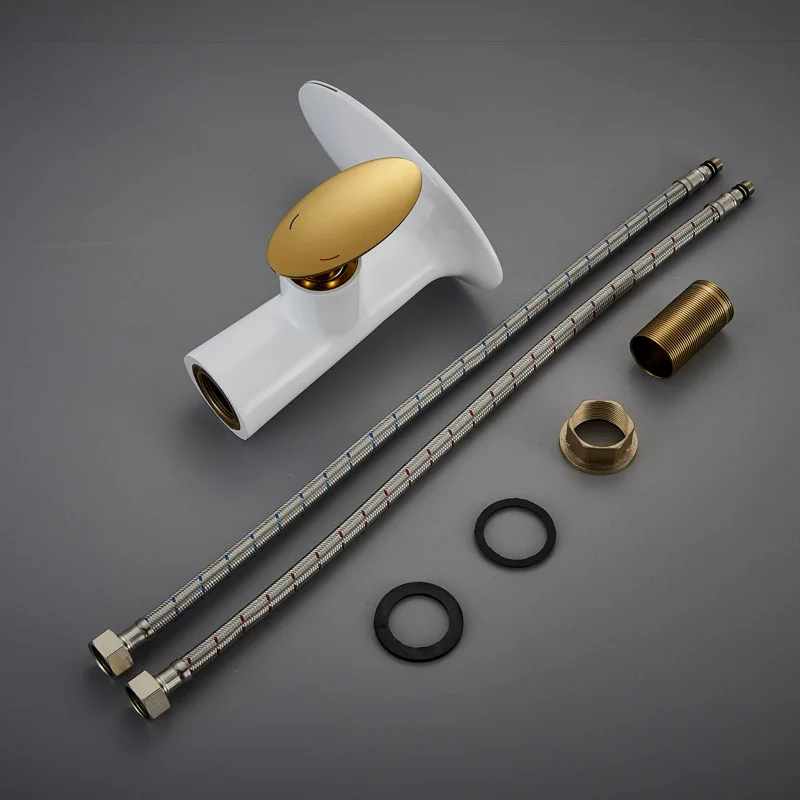 Однорычажный смеситель для раковины белый и золотой ванной комнаты на палубе