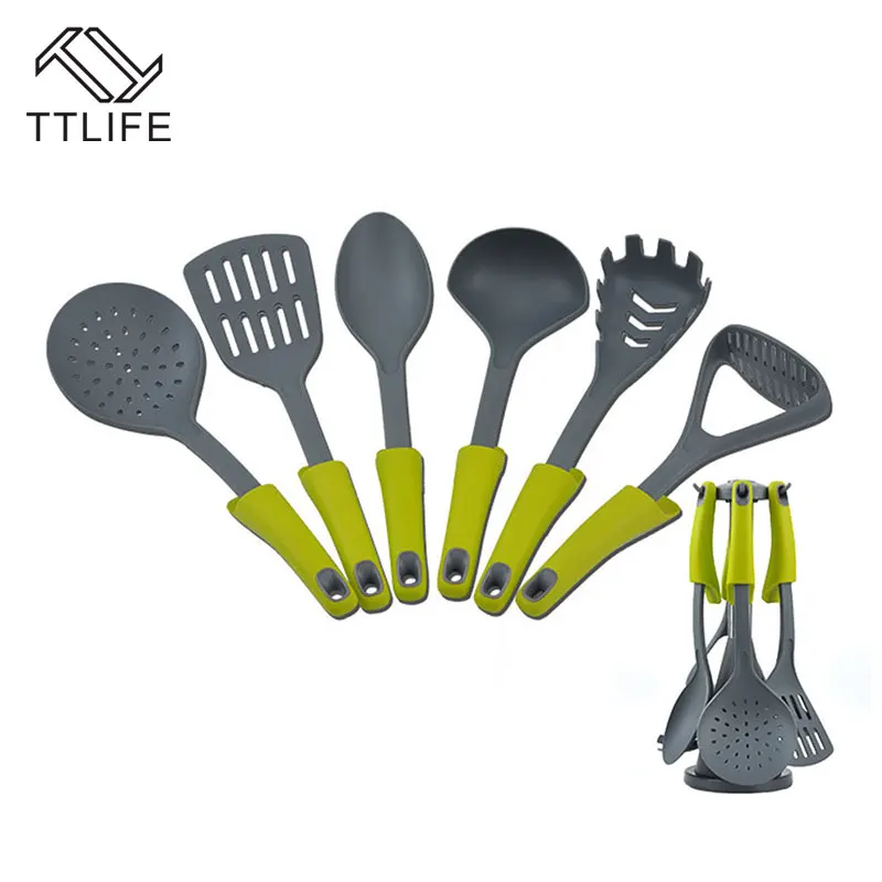 TTLIFE 6 шт. силиконовая кухонная утварь набор термостойких инструментов для приготовления пищи ложка/Лопатка/половник/спагетти сервер/картофель пресс