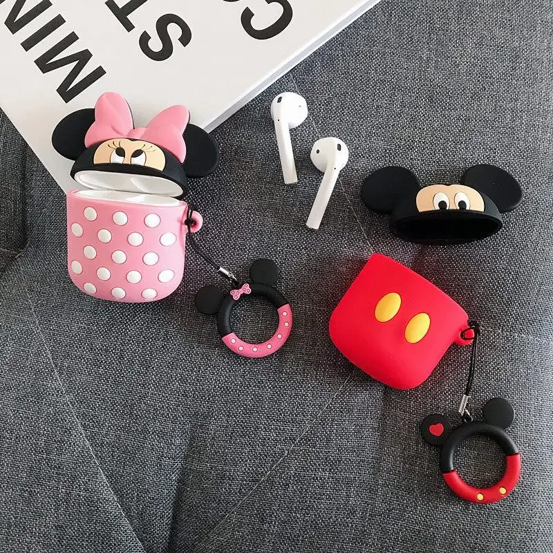 Чехол для наушников для AirPods, чехол, милый мультяшный силиконовый чехол для Air pods 2, беспроводной чехол для наушников с кольцом на палец