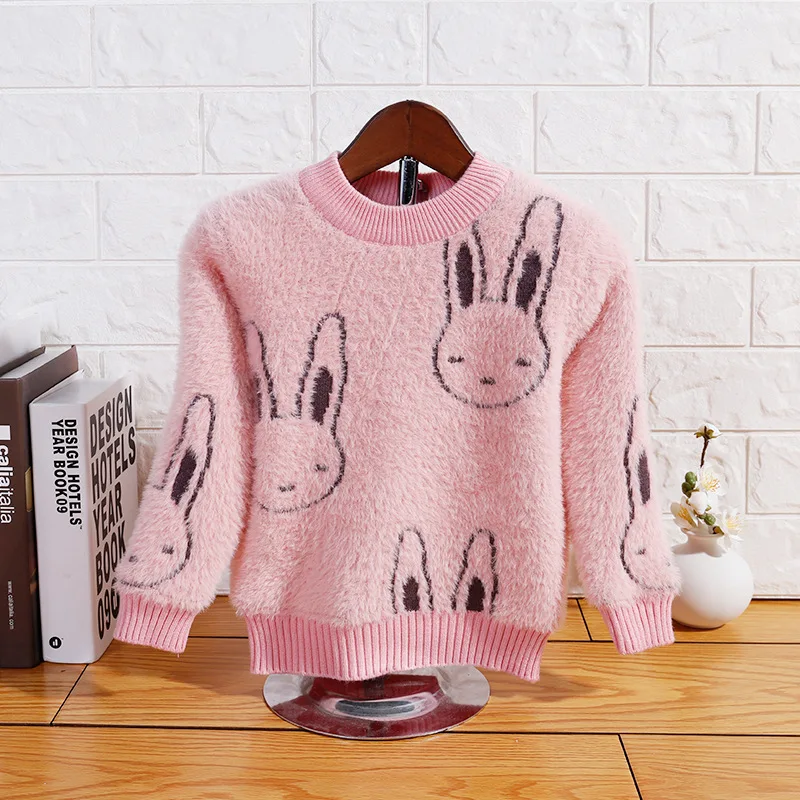 Свитер для маленьких девочек одежда свитер с мультяшным Кроликом детский