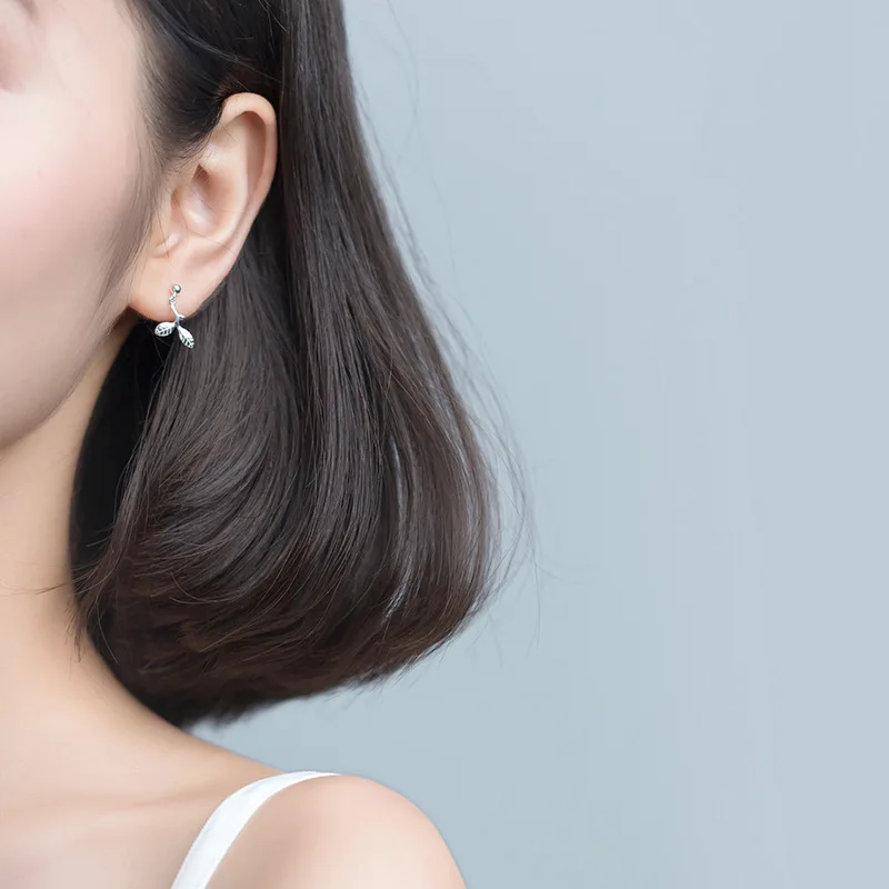 Свисающие серьги из стерлингового серебра 925 пробы с листьями ветки|Серьги| |