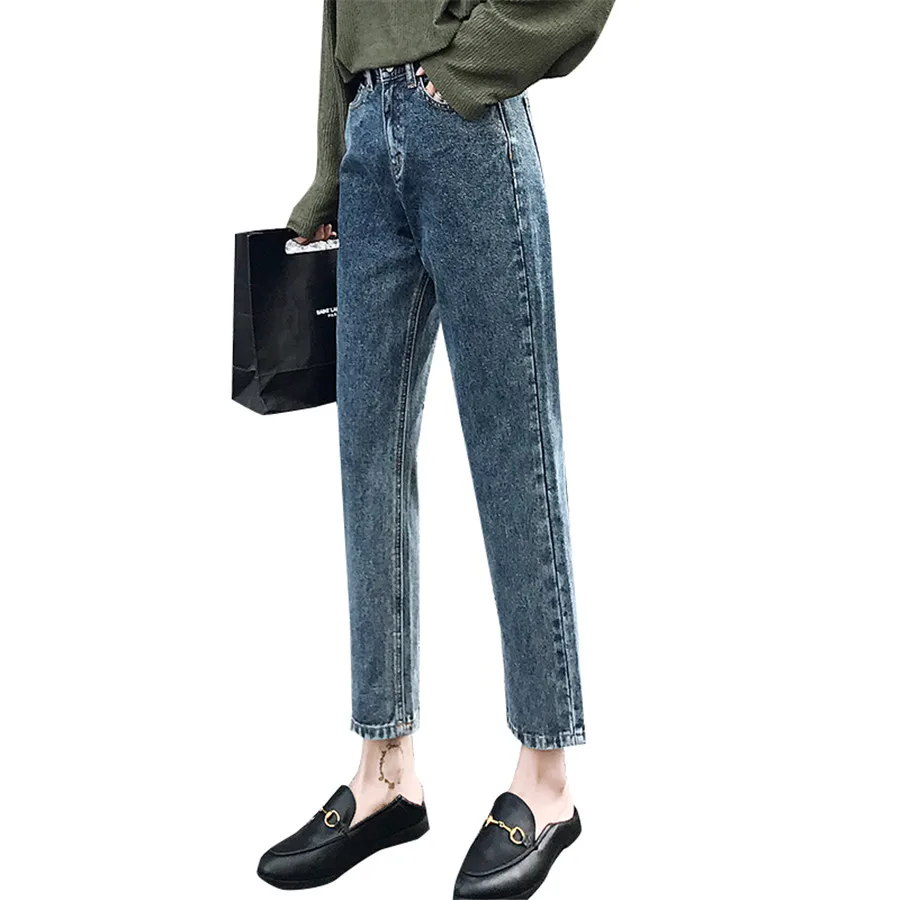 Зимние модные плотные джинсы для женщин высокая талия шикарные шаровары