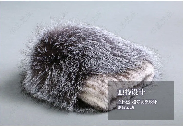 

Real mink fur handmade stitched female hat top silver fox fur warm hat fashion