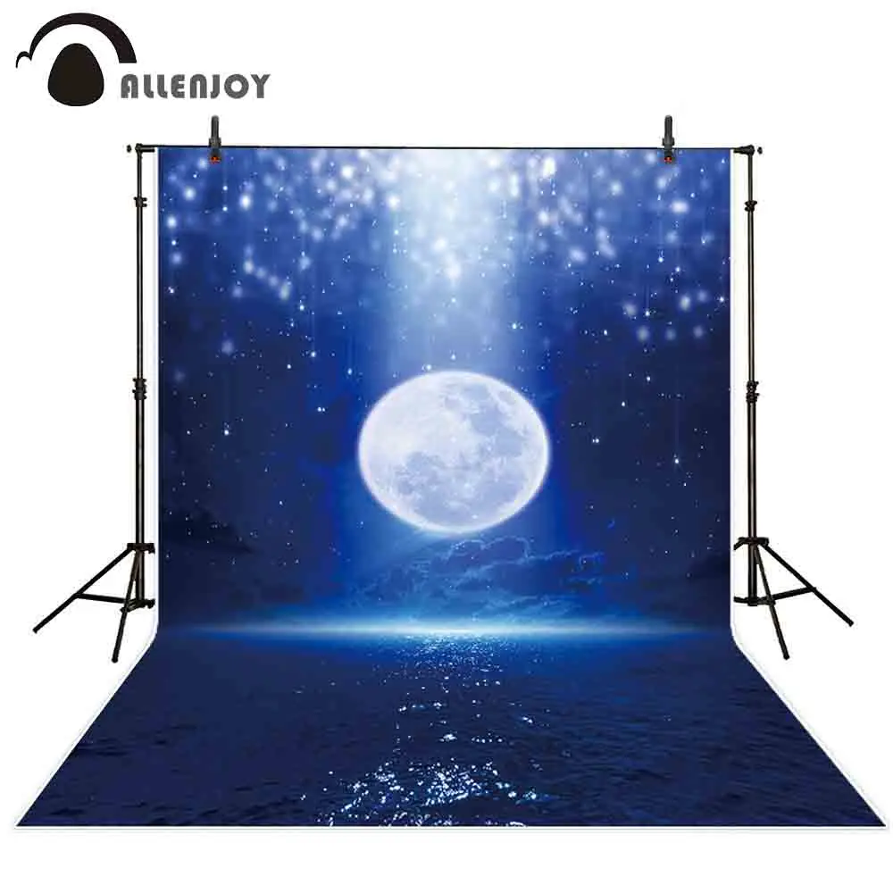 

Фон для фотосъемки Allenjoy с изображением Луны синего блеска ярких облаков поверхности воды Детский фантазийный фон для фотосъемки