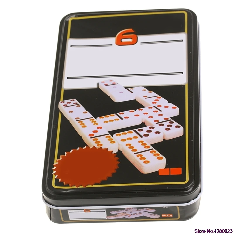 

2021 New Wooden Domino Box Toy Game Set 28 Double 6 Travel Dominoes For Children Kids fun