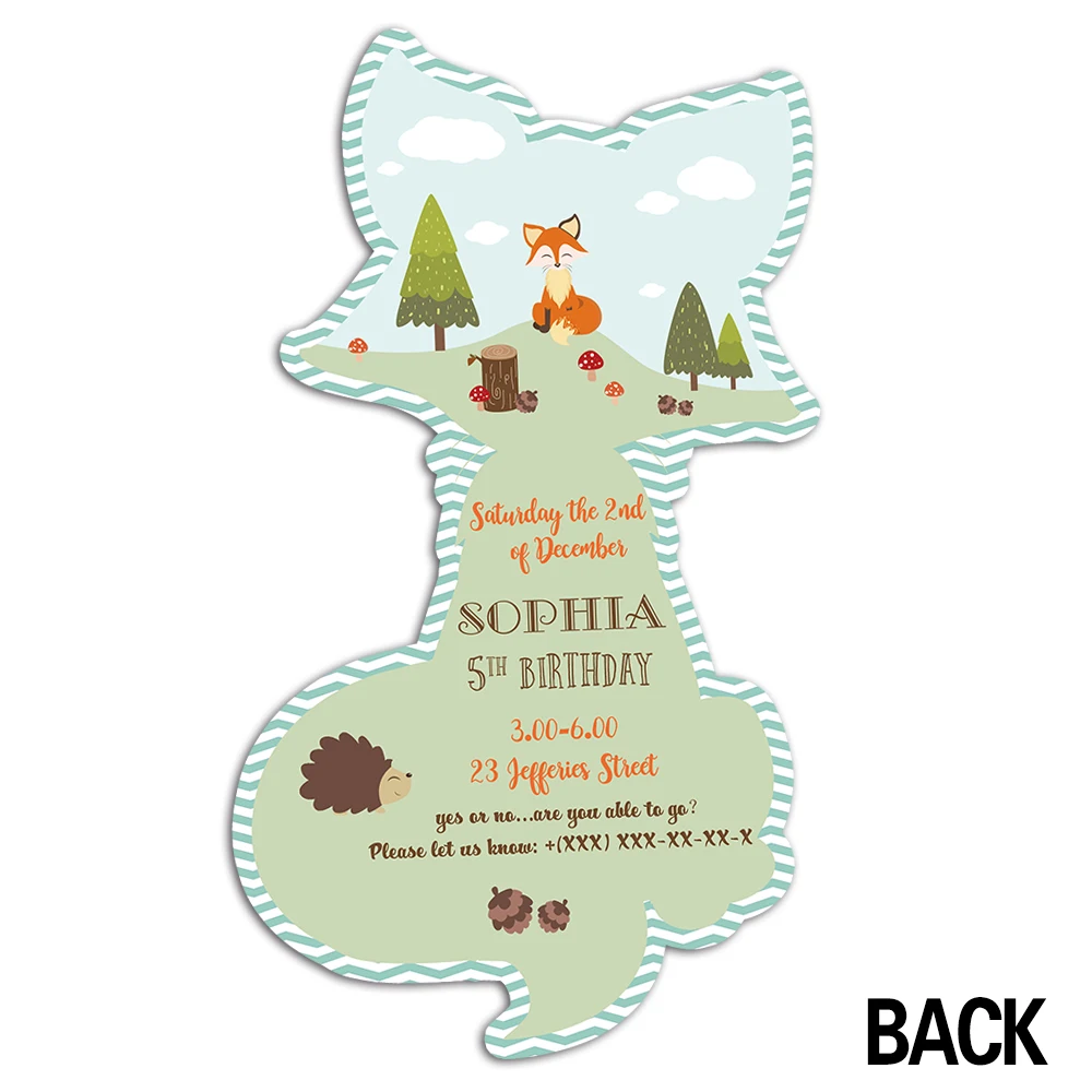Лесной тематический пригласительный билет товары для дня рождения лисы