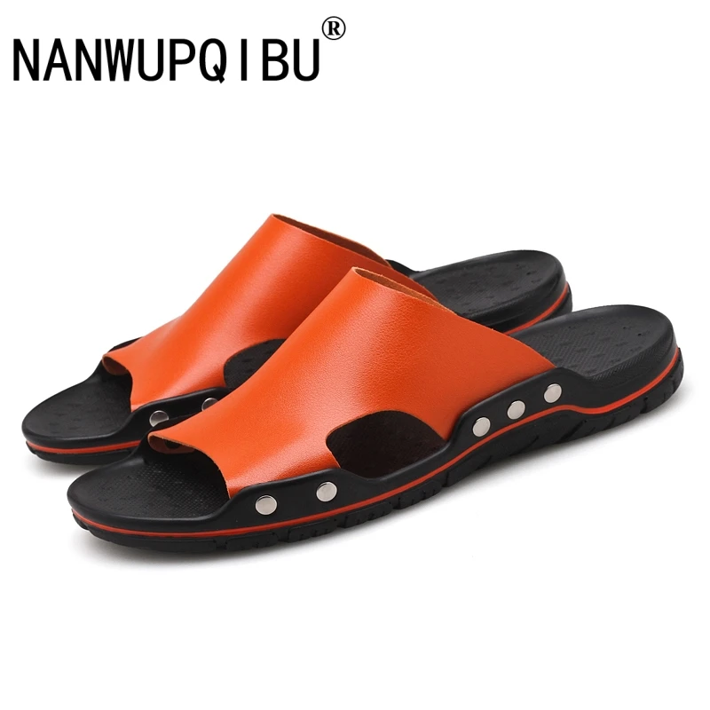 Мужские Пляжные шлепанцы повседневные офисные кожаные обувь для морской воды