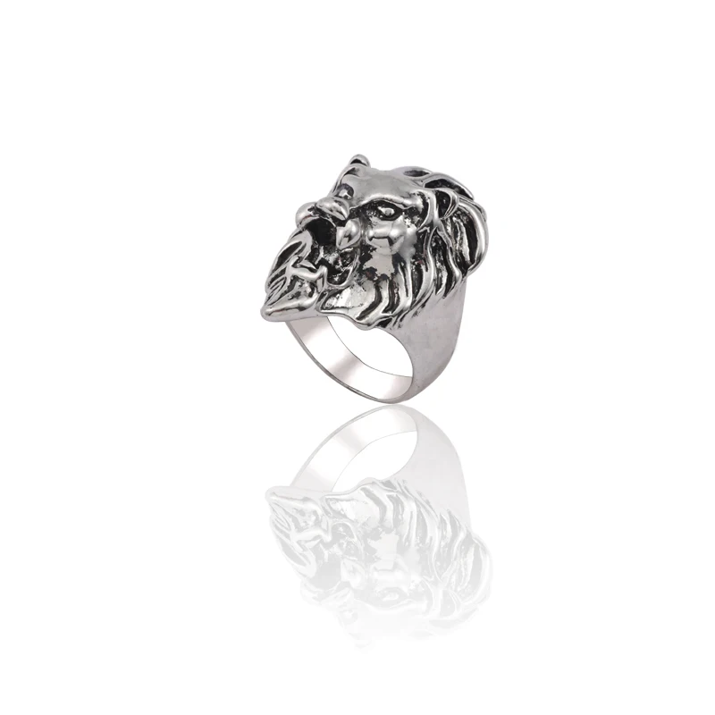 

Fashion Retro Men's Ring Stainless Steel Lion Head Ring Punk Hip-Hop Animal Lion Cool Male Finger Ring Gift Free Shipping