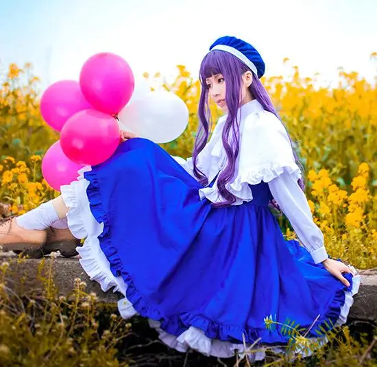 Косплей японского аниме карты Captor Sakura daiduji tomoyo Голубое Платье Нежный тихий Cos