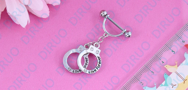 Наручники Кристальное кольцо на соску без никеля 14 г 316L хирургическая сталь