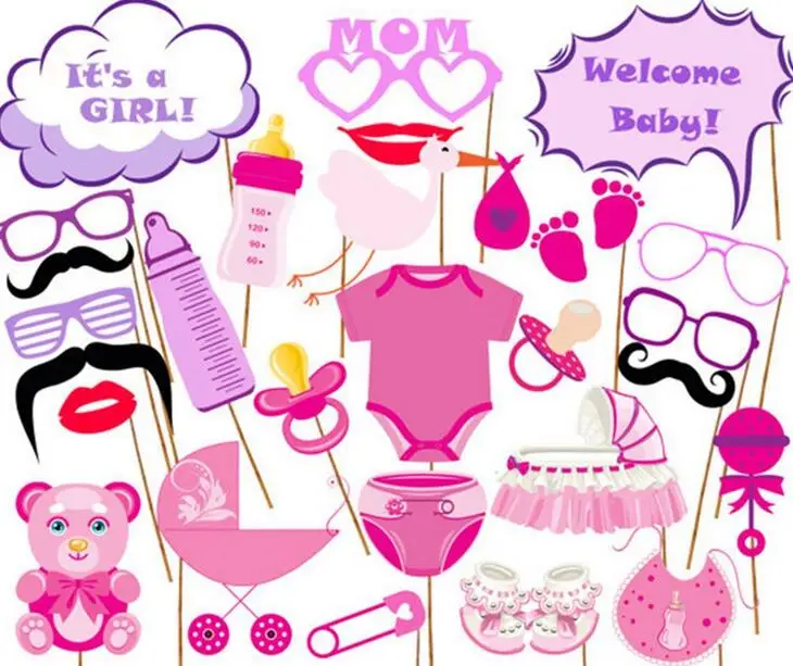 Photo Booth It Is A Girl Baby Shower Birthday Party Props NewbornGIRL Photobooth 1st shower | Дом и сад
