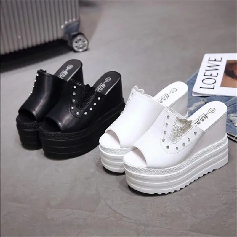 Летняя обувь женская на платформе тапочка 15 см каблуке zapatos mujer женские шлепанцы |