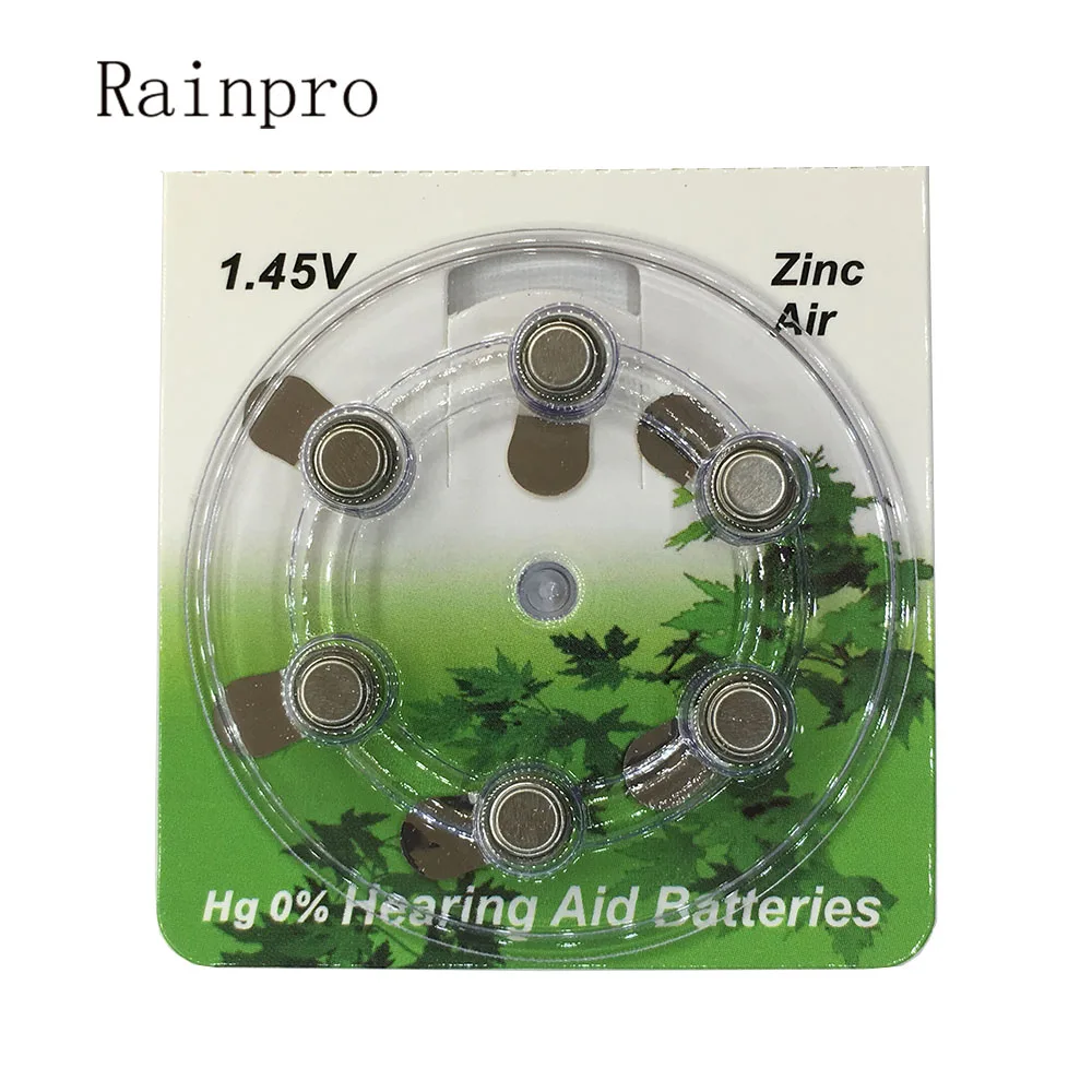

Rainpro 60PCS/LOT (10 cardboard) A10 PR70 Zinc Air 1.45V for Hearing Aid button Batteries