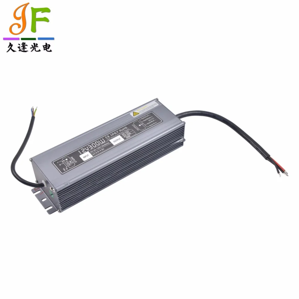 Водонепроницаемый светодиодный трансформатор AC90 ~ 130 V/170 250V к 12 в 300W 25A IP67 черный