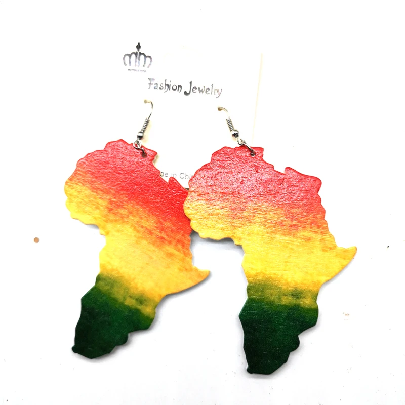 

free shipping!! Africa Map Wooden Earrings