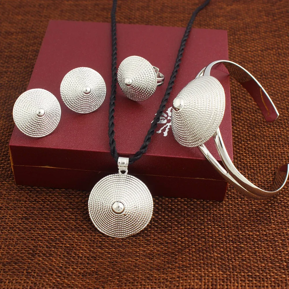 Adixyn Эритрея дизайн ожерелье/кулон/серьги/Кольцо/браслет посеребренный Habesha