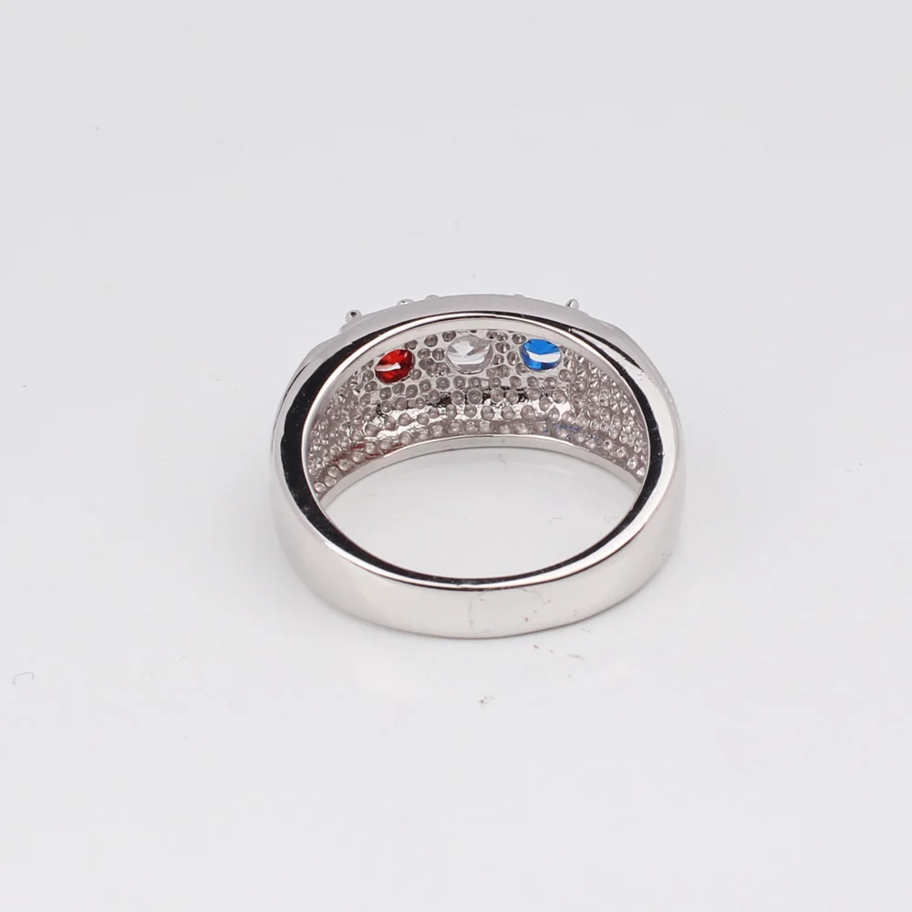 Женское серебряное кольцо мужское ювелирное изделие с французским флагом цвета