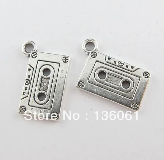 Винтажные серебряные двусторонние Подвески в виде кассеты для аксессуаров