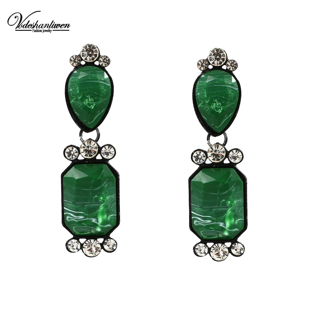 Vodeshanliwen New arrival Semi precious Stone Big Stud Earrings For Women 2018 Hot Sale ZA Statement Jewelry wholesale | Украшения и