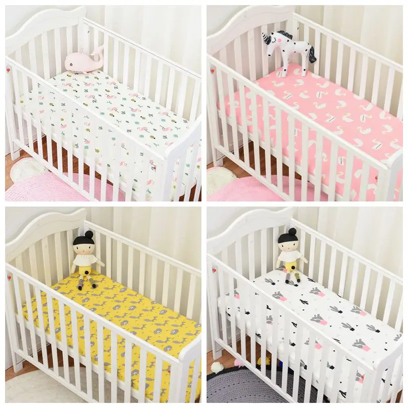 

Muslinlife Flamingo/Cactus Pattern Crib Mattress Protector,Baby Crib Bed Fitted Sheet With Elastic band (130*70/120*60/120*65cm)