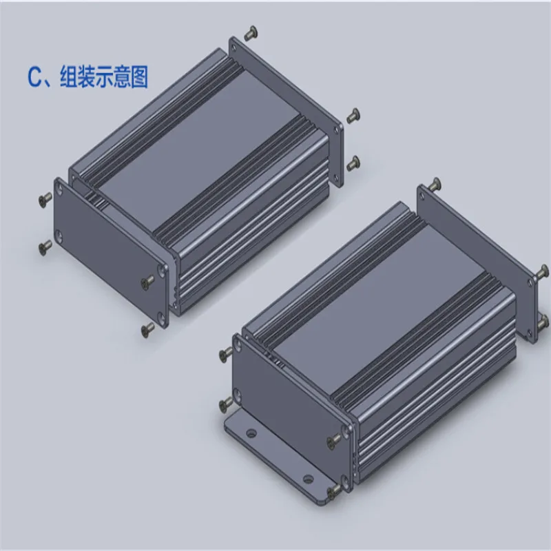 1 шт. черный матовый алюминиевый шкаф для электроники с радиатором 29*83*110