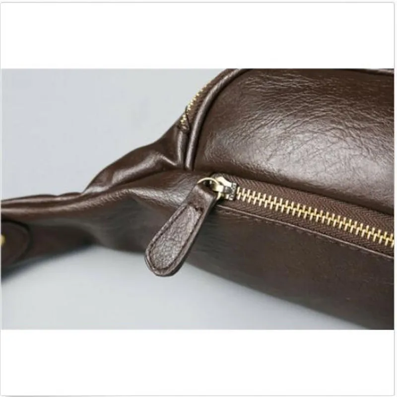 Men PU Leather Fanny Pack New Soild Color Zippers Crossbody Waist Bag Fashionable Male's Traveling Handy Hip Belt Pouch Hot Sale | Багаж и