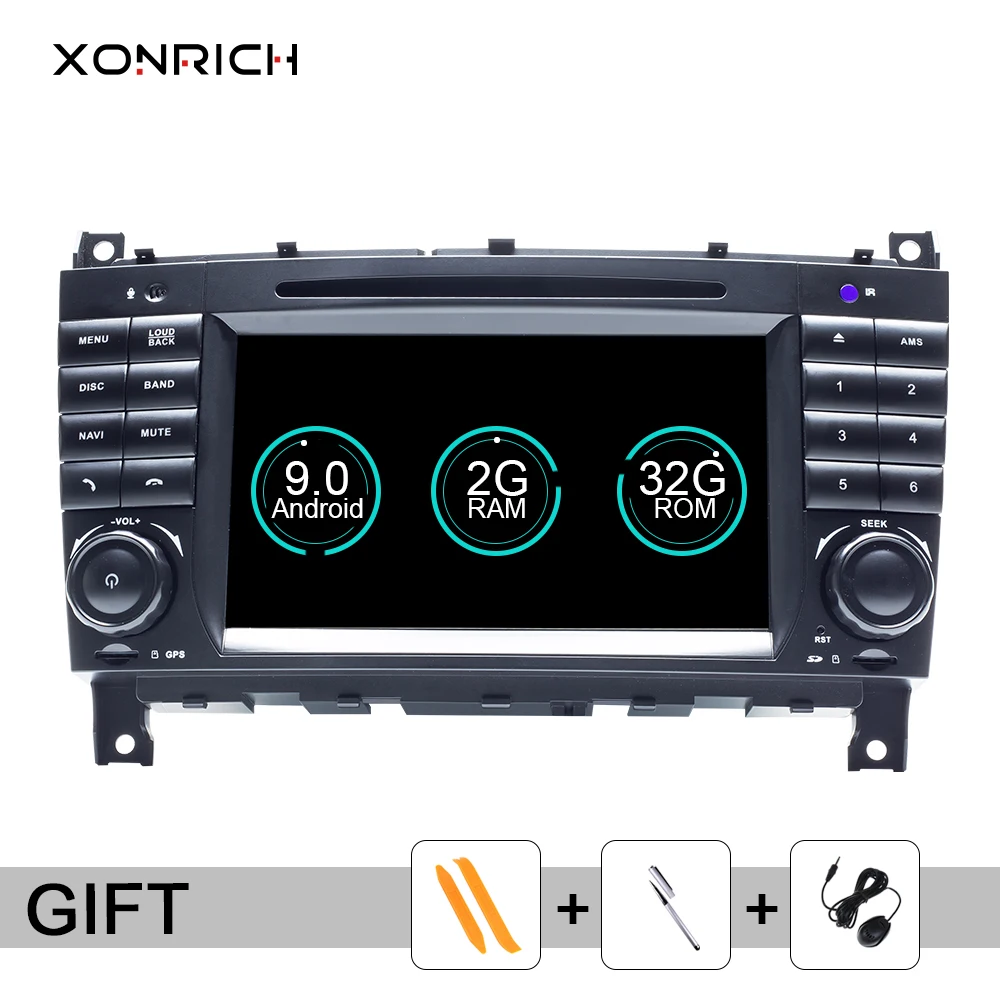 2 Din Android 9 автомобильный DVD мультимедиа для Mercedes/Benz W203 W209 W219 A Class A160 c класс C200 CLK200 gps