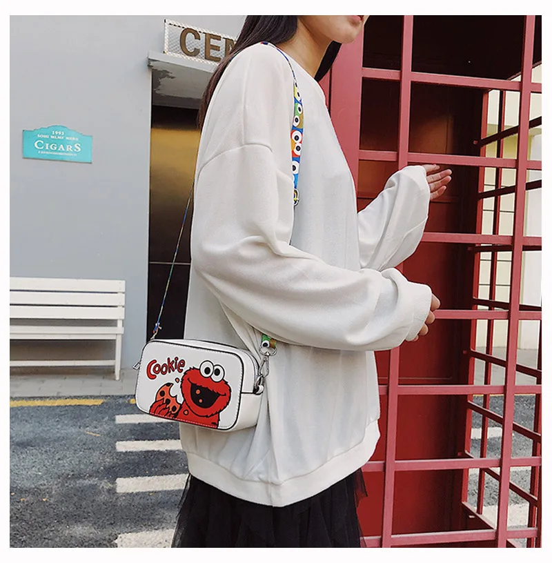 Милые девушки сумки на ремне мультфильм искусственная кожа женщины Crossbody сумки грудь сумка небольшой квадратный пакет