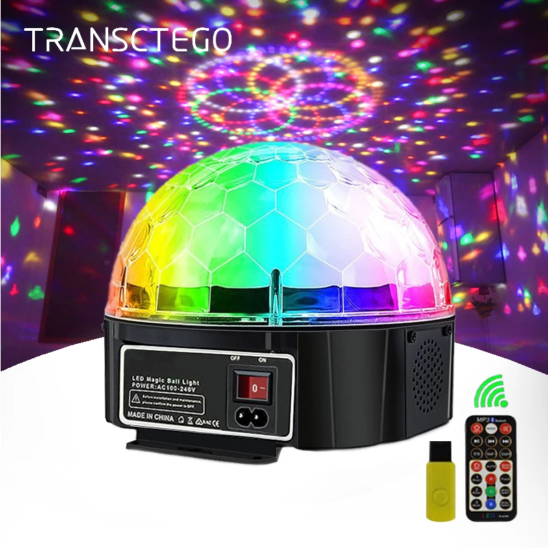9 Color Bluetooth Disco Light Magic Ball Lamp Battery Power Portable Stage Light Music Player Sound Control Laser Projector Xmas