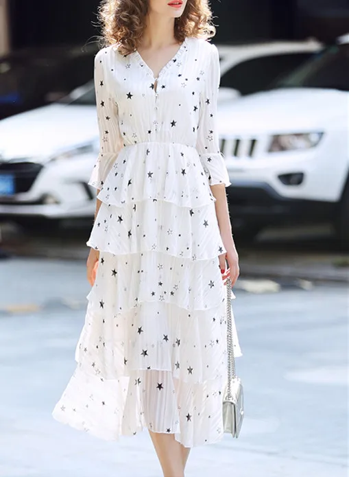 Богемное пляжное черное/белое шифоновое платье новое летнее женское Полосатое