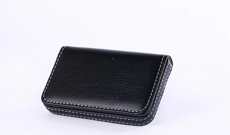 EZONE 1PC Business Card Holder PU Leather High Quality Card Bag High-end Rose Red/Apricot/Coffee 9 Color Magnetic Button Design