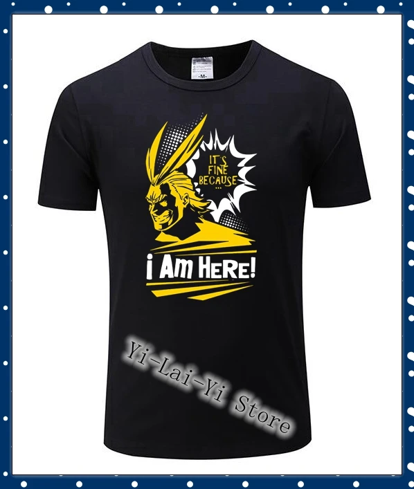 Я здесь! Мужская футболка с надписью My Hero Academy All Might 15 цветов футболки отличного