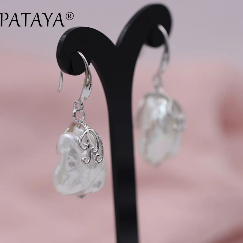 PATAYA, Новое поступление, естественный неправильной формы, Большой жемчуг, висячие серьги, Настоящее Белое золото, роскошная Свадебная вечеринка, модные ювелирные аксессуары