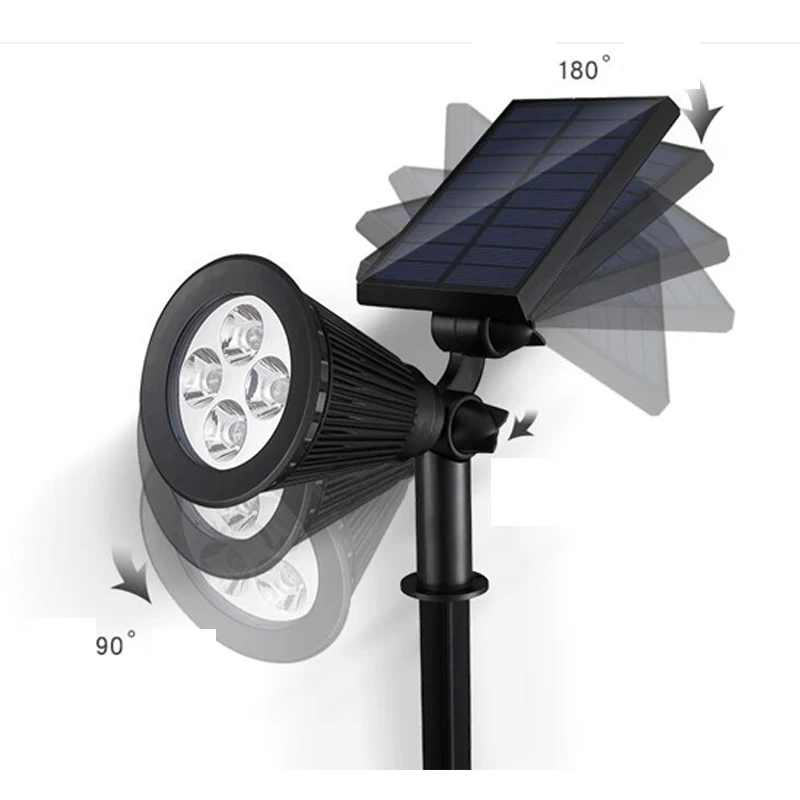 구매 LED 태양 램프, 태양광 스포트라이트, 조정 가능한 태양열 전원 램프, 지상 조명, 방수, 풍경, 벽 조명, 야외 정원