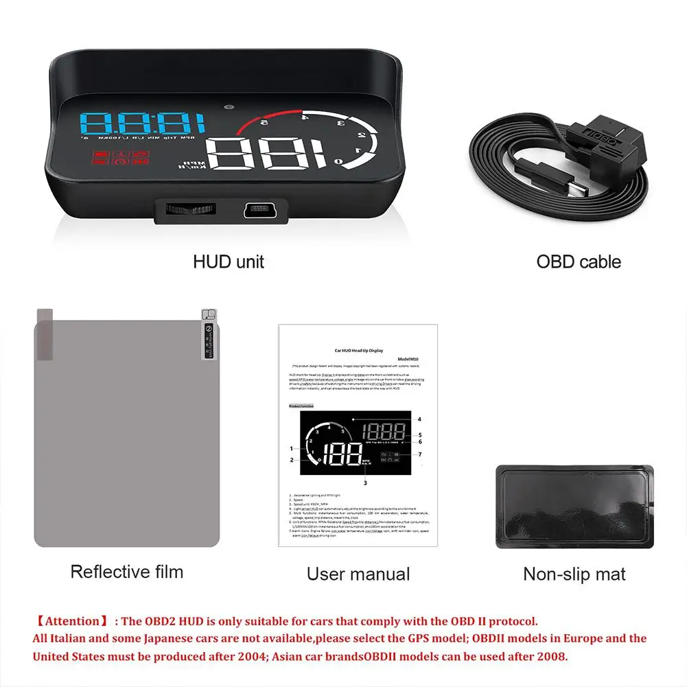 Автомобильный OBD2 II Hud Дисплей Цифровой спидометр перенапряжения предупреждение