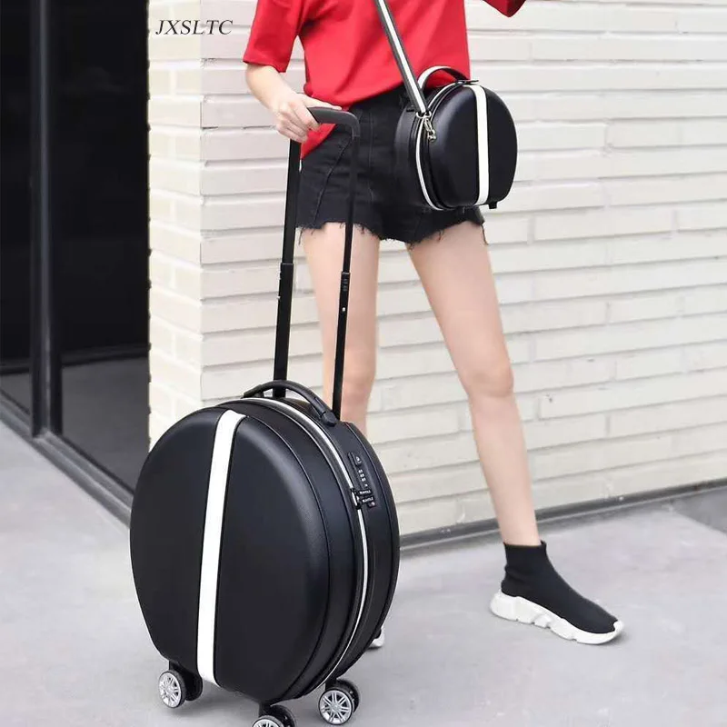 Женская милая круглая сумка и чемодан на колесиках тележка для девушек
