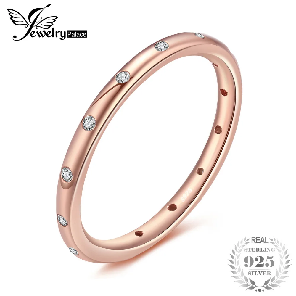 Jewelrypalace 925 пробы серебряный блеск канала набор кольцо из розового золота