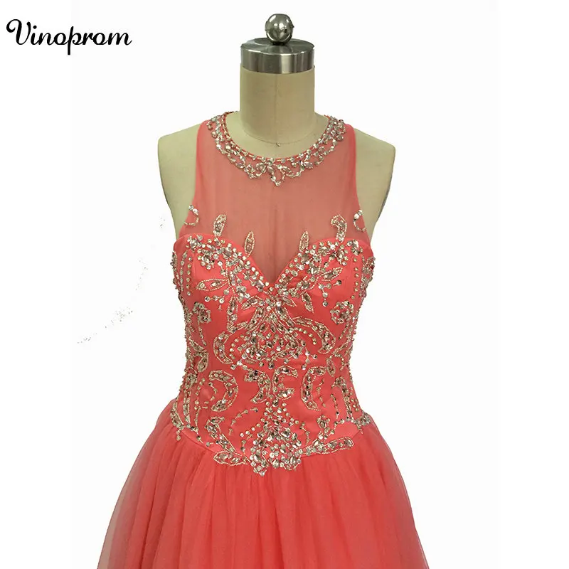 Коралловое кружево с бисером арабские вечерние платья милое ТРАПЕЦИЕВИДНОЕ