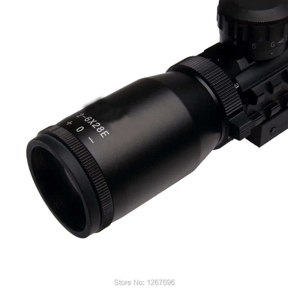 Cheap Airsoft Gun 2-6X28E Red Greed Dot Illuminated Rifle Scope Hunting Optics Sight Rilfescope For Rifles Air Guns | Спорт и