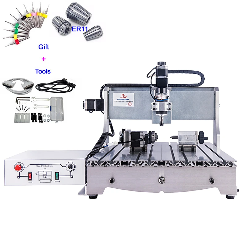 

Mini CNC Milling Machine 600*400mm Engraving Area 4 Axis CNC Router 6040 300W Spindle for Woodworking