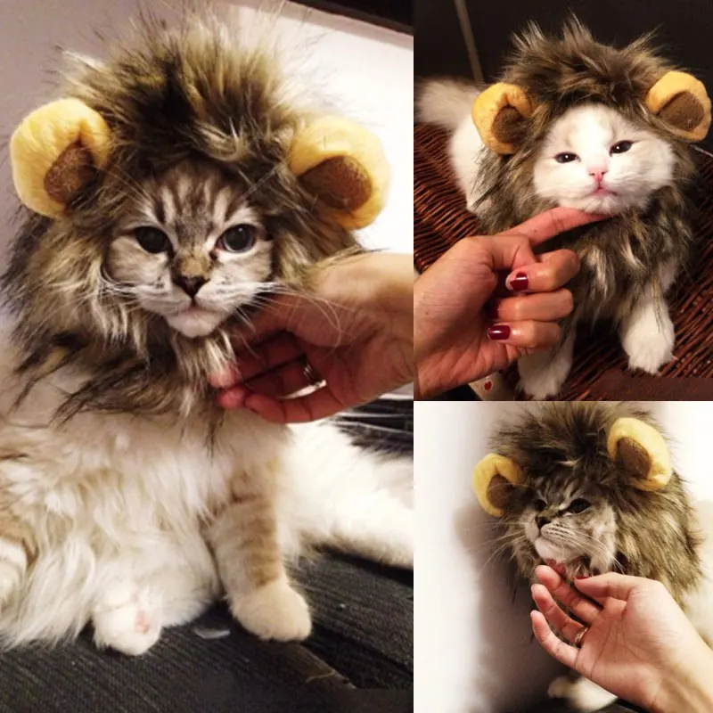 Осень-зима Забавный милый костюм для питомца парик с львиной гривой собаки кошки